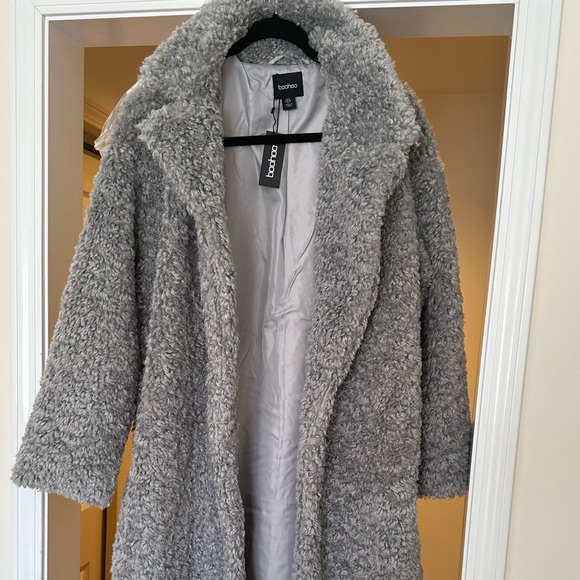 Boohoo Grey Trench Coat - Picture 2 of 3